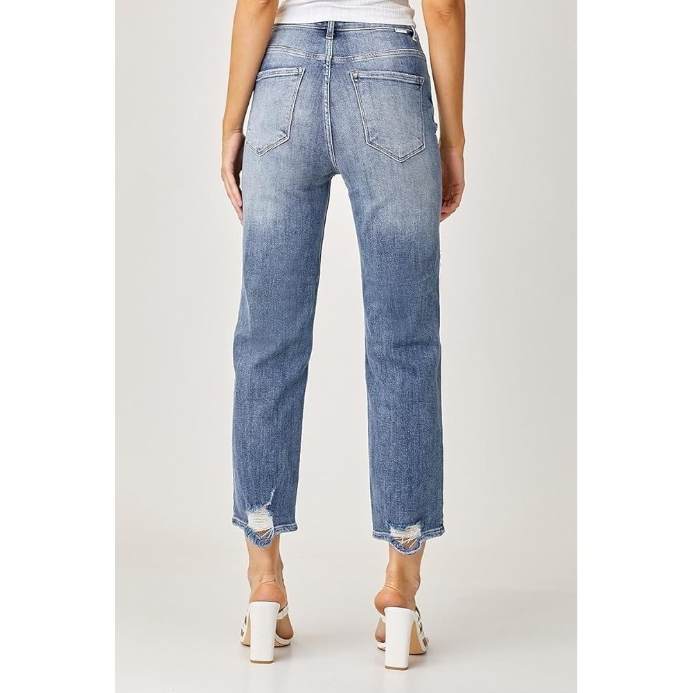 Risen Jeans Sz 15/32 Distressed High Rise Straight Leg Stretch Comfort RDP5099
